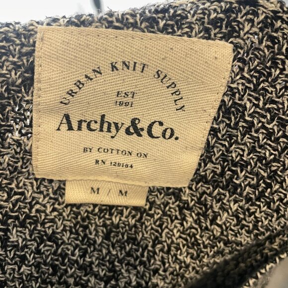 Urban Knit Supply Black White Marled Crewneck Tight Knit Long Sleeve Sweater M - Picture 14 of 14